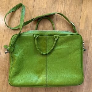 Used Latico green leather messenger bag